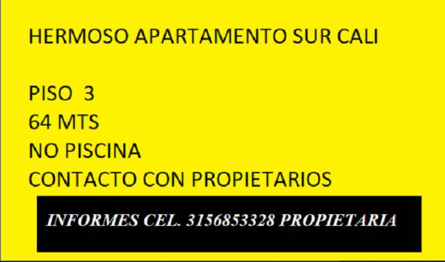 VENDO  APARTAMENTO CONJUNTO CERRADO SUR CALI