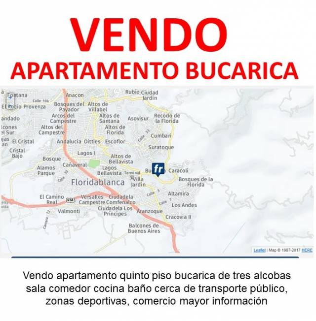 bucarica vendo apartamento quinto piso