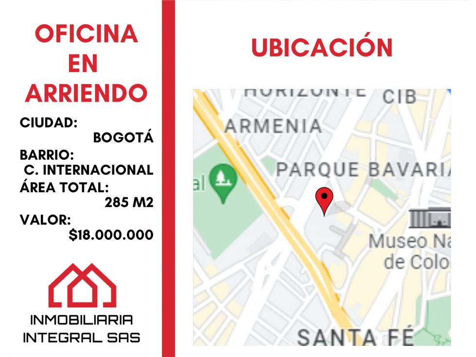Oficina en Arriendo - Bogota - La Merced - 585 m2