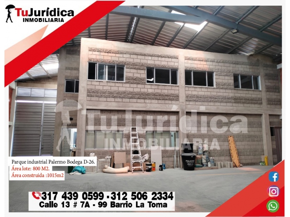 SE VENDE ESPECTACULAR BODEGA D-26 PARQUE INDUSTRIAL PALERMO