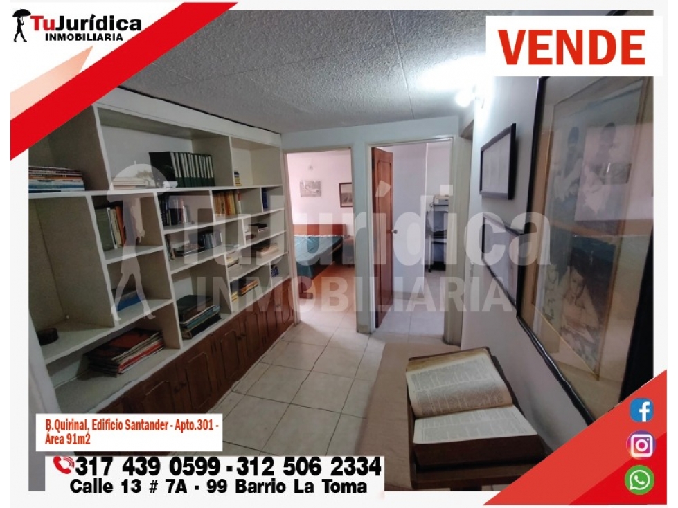 SE VENDE APARTAMENTO EDIF. SANTANDER - BARRIO QUIRINAL - NEIVA (H)