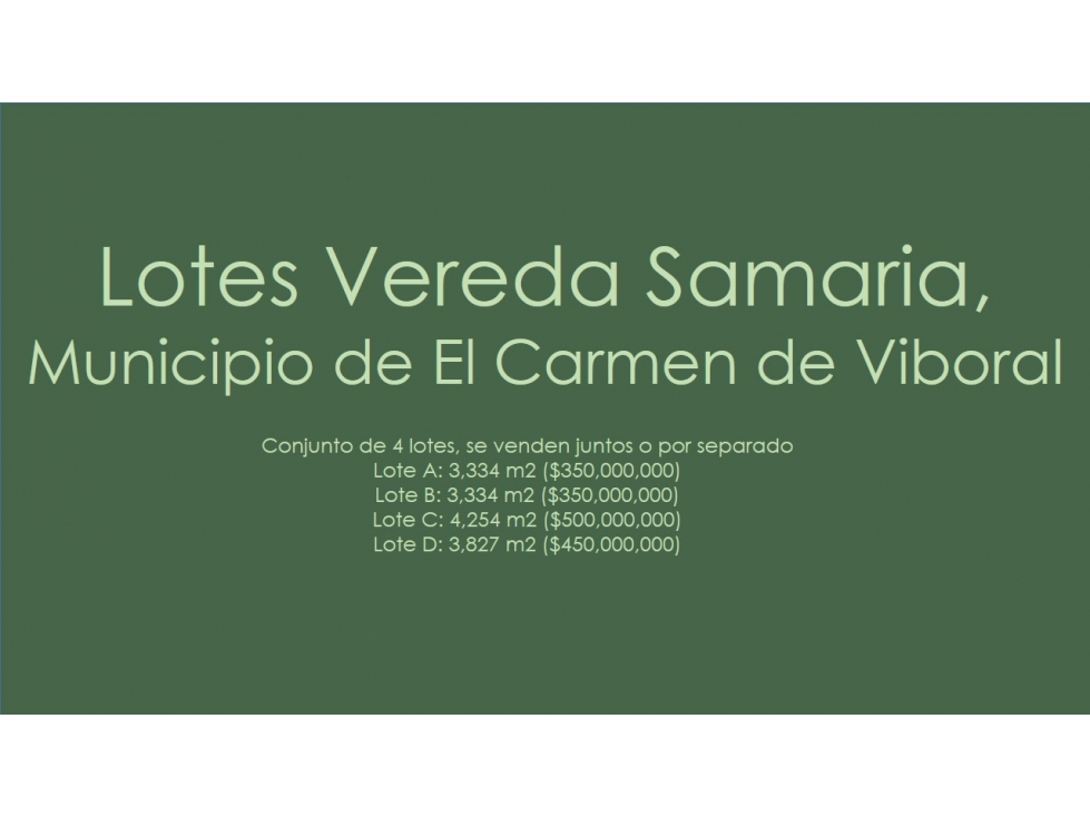 Venta  lote Vereda Samaria Carmen de Viboral
