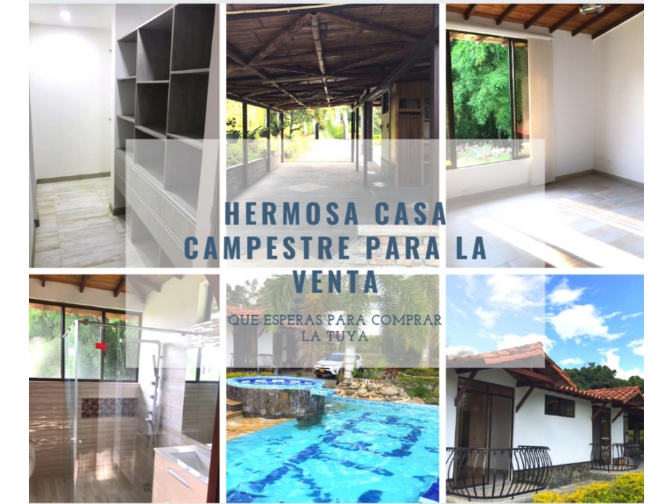 ESPECTACULAR  CASA CAMPESTRES PARA LA VENTA EN EL CAIMO 3670