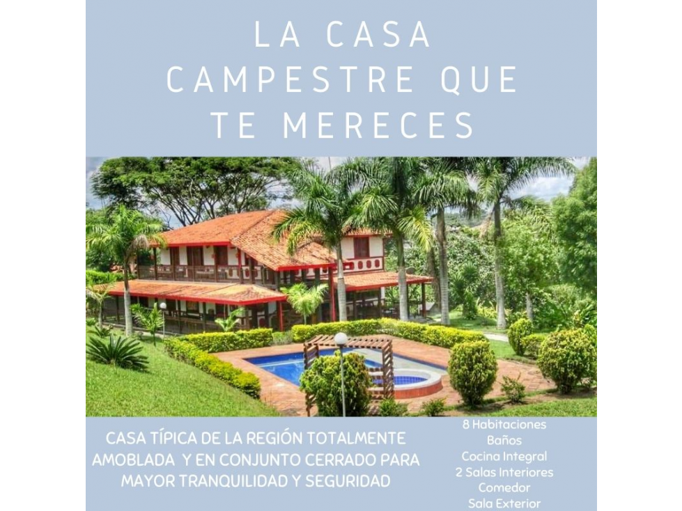 CASA CAMPESTRE PARA LA VENTA 3613