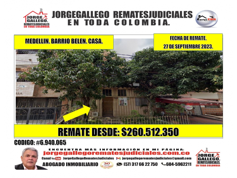 Remate. Medellin. Barrio Belen. Casa.