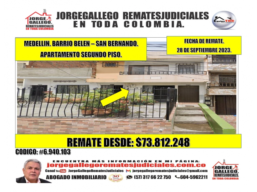 Remate. Medellin. Barrio Belen - San Bernado. Apartamento.