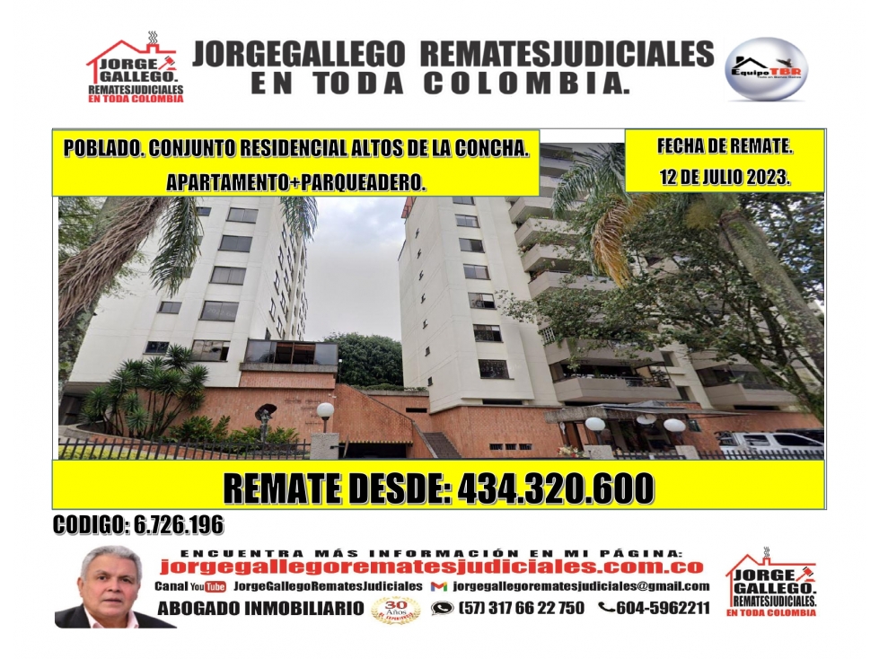 Remate. Poblado. Conjunto Residencial Altos de la Concha.