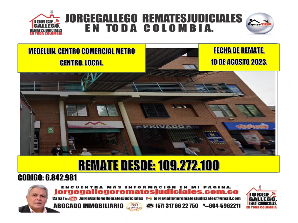 Remate. Medellin, CC Metro Centro. Local