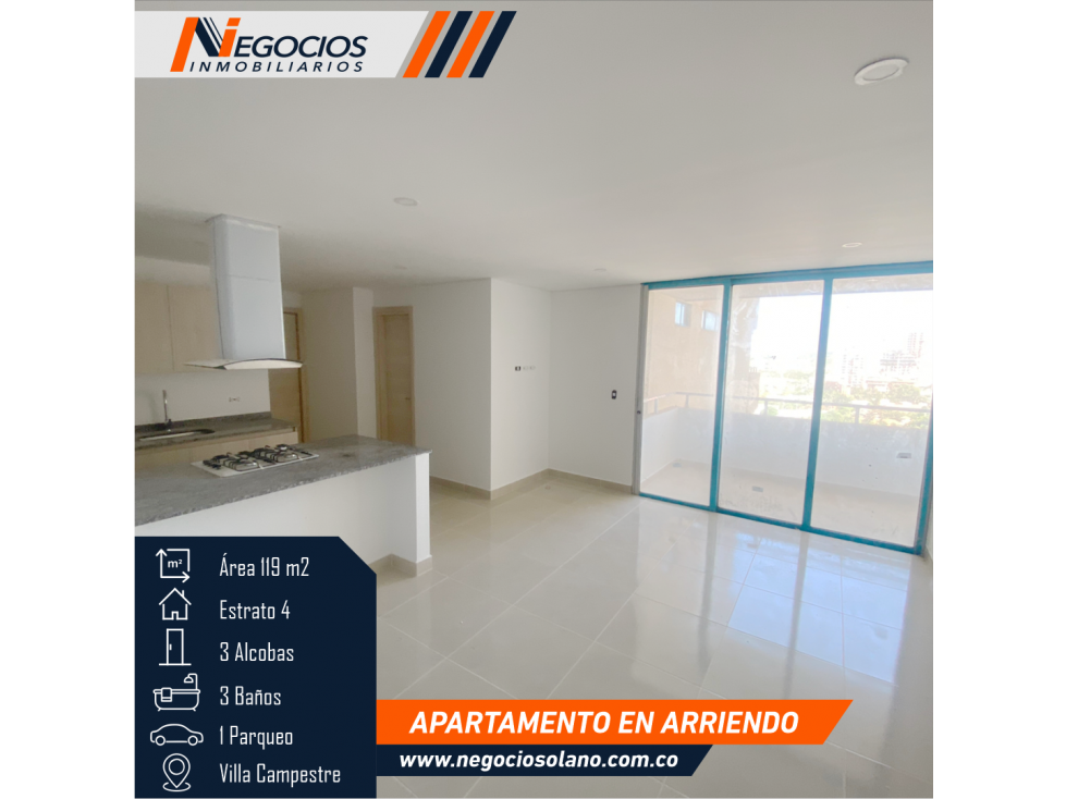 APARTAMENTO EN ARRIENDO - VILLA CAMPESTRE - BARRANQUILLA