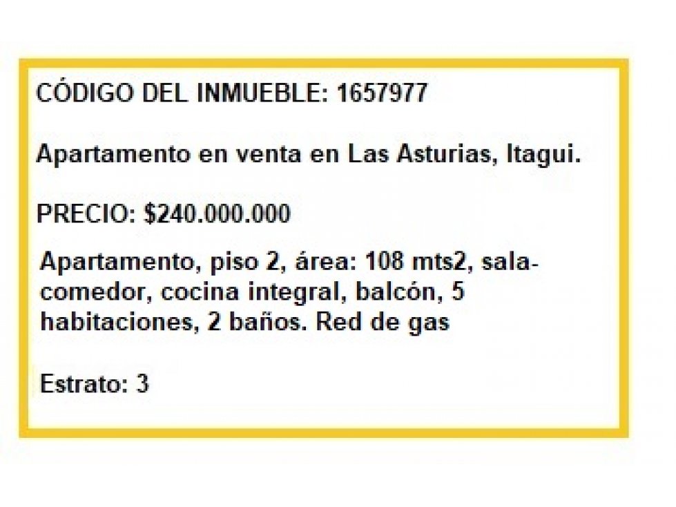 Apartamento en venta en Las Asturias, Itagui.