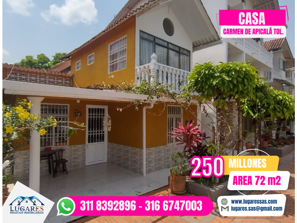 CASA EN VENTA EN CONDOMINIO PRIV, EN CARMEN DE APICALÁ TOL. (URBANA)