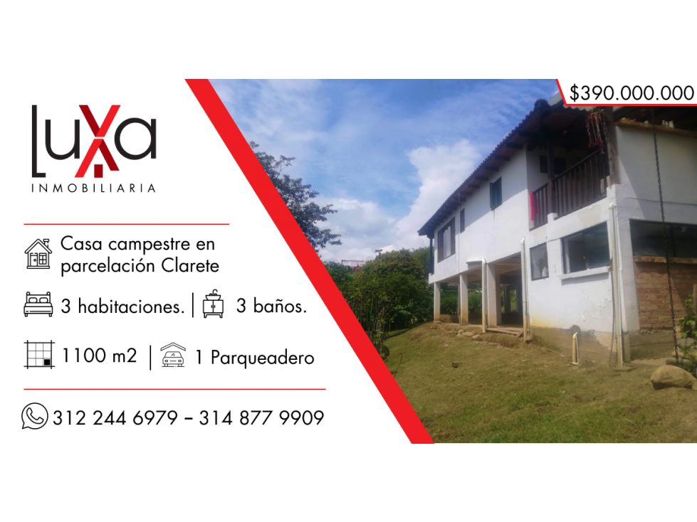 LUXA VENDE CASA CAMPESTRE PARCELACIÓN EL LIMONAR