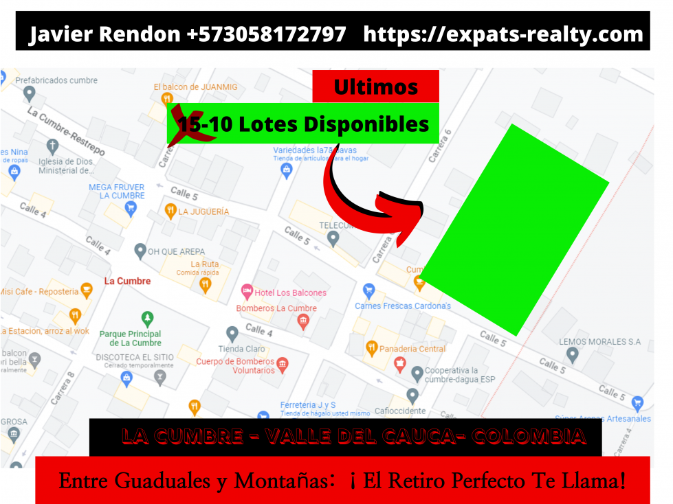 7 Lotes en Venta, Casco Urbano La Cumbre- Valle del Cauca