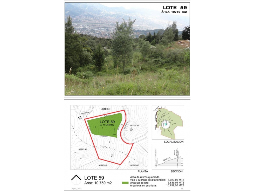 Lote en Venta Las Palmas Medellin S281