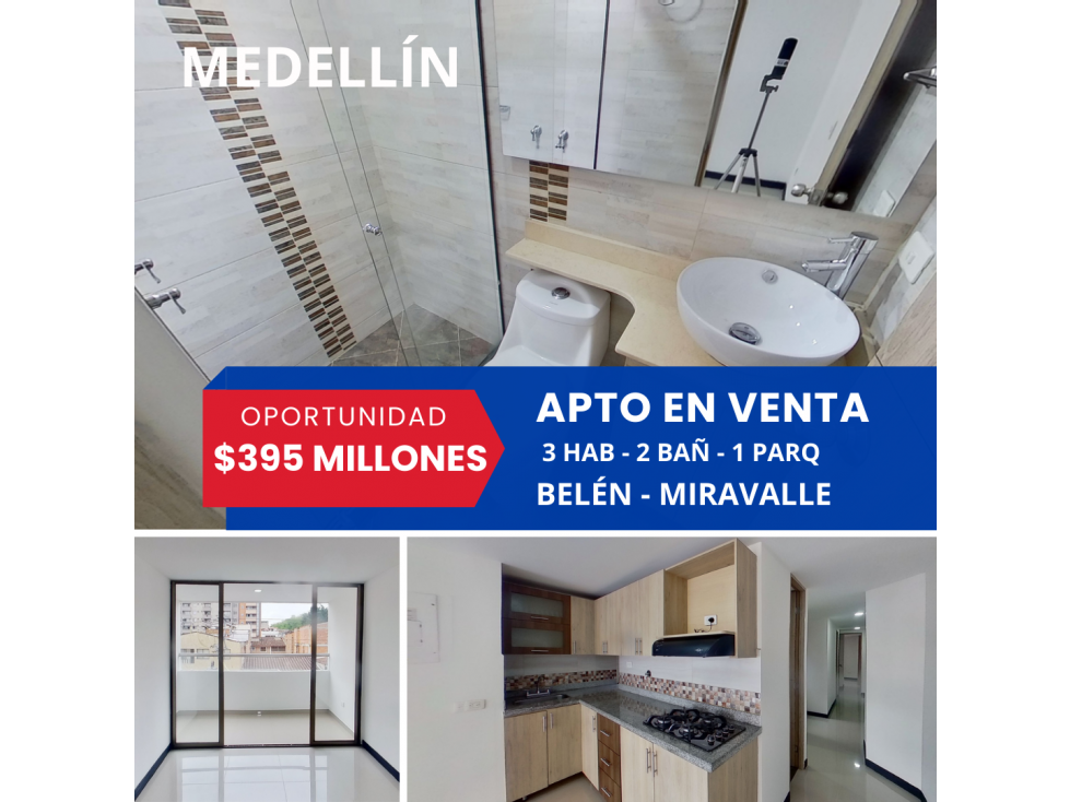 Se vende apartamento en Belen Miravalle 395,5 Millones (Oferta)